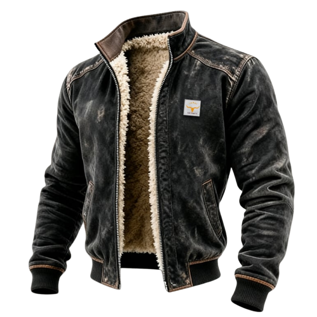 Fletcher™ | Worn suede effect jacket with structured collar