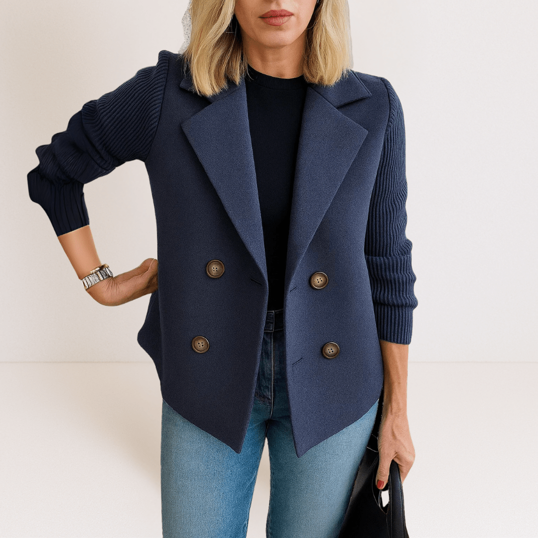 Olivia | Elegant jacket with knitted sleeves