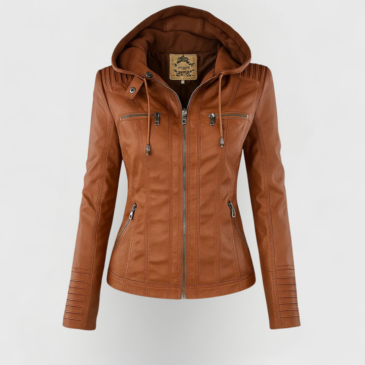 Jacky | Elegant Hooded Leather Jacket