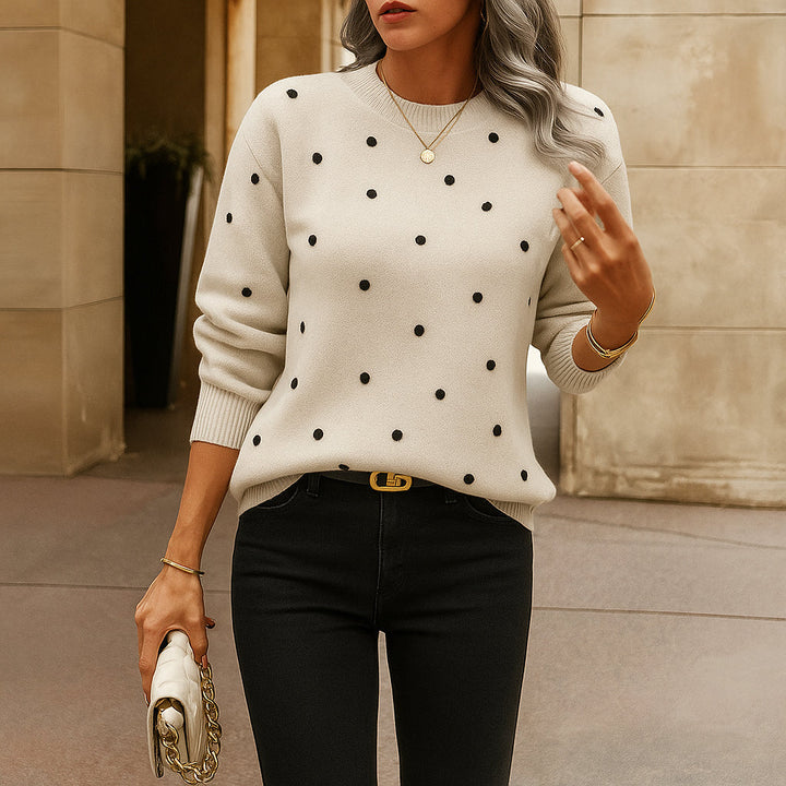 Naomi | Women Casual Knit Sweater | Dot Pattern