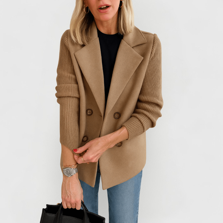 Olivia | Elegant jacket with knitted sleeves