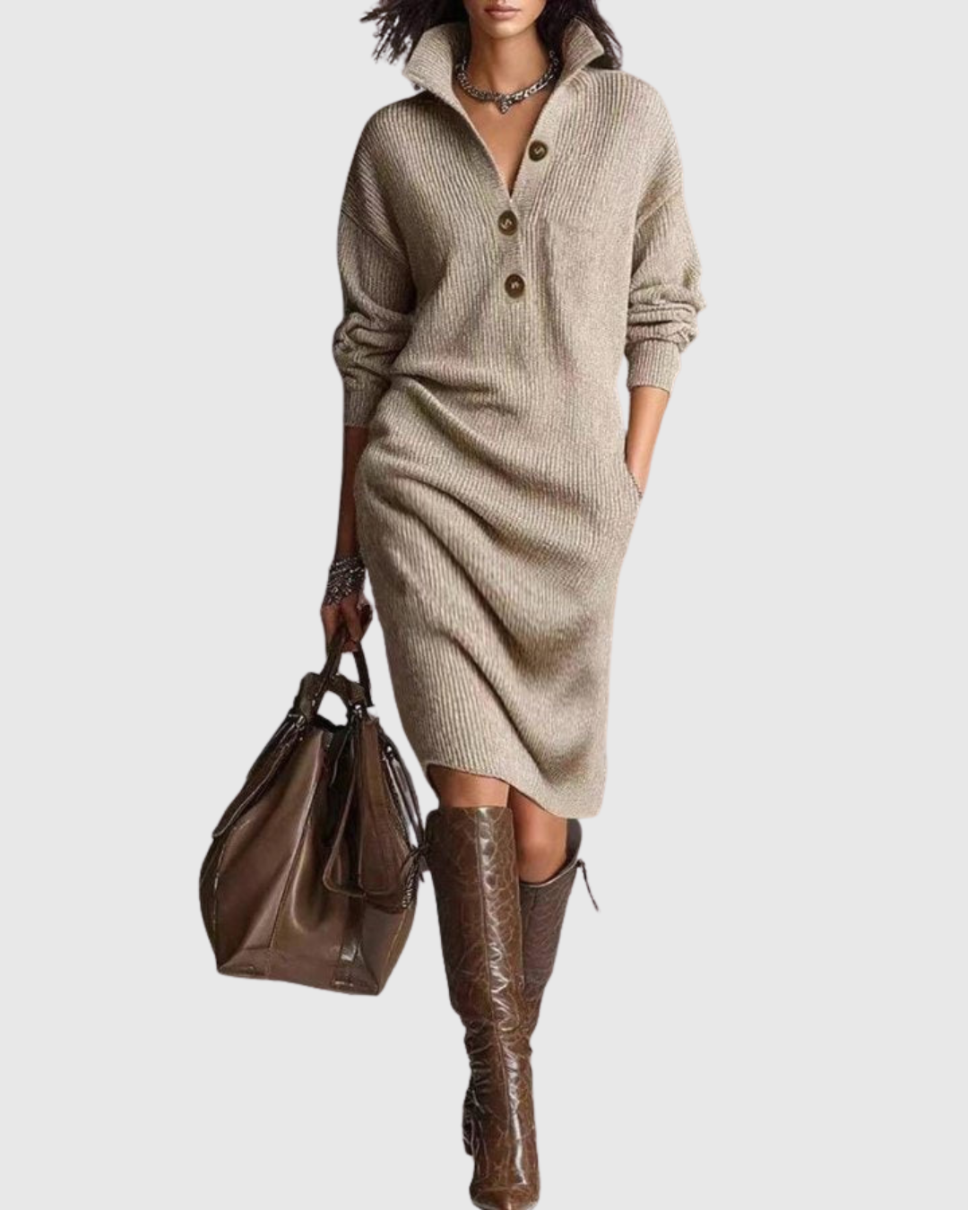 Arianell | Warm Knit Midi Dress, Elegant and Comfortable