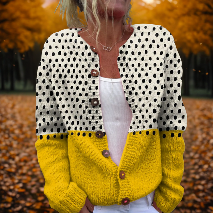 Melise | Geometric Polka-Dot Cardigan