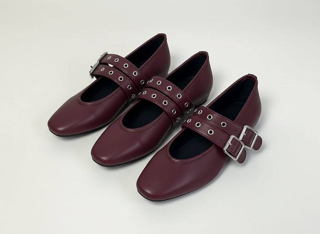 Ivy | Double Buckle Flats
