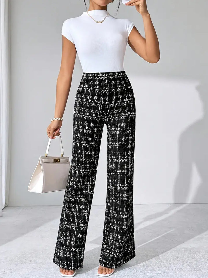 Marisol | Plaid Flare Wide Leg Pants