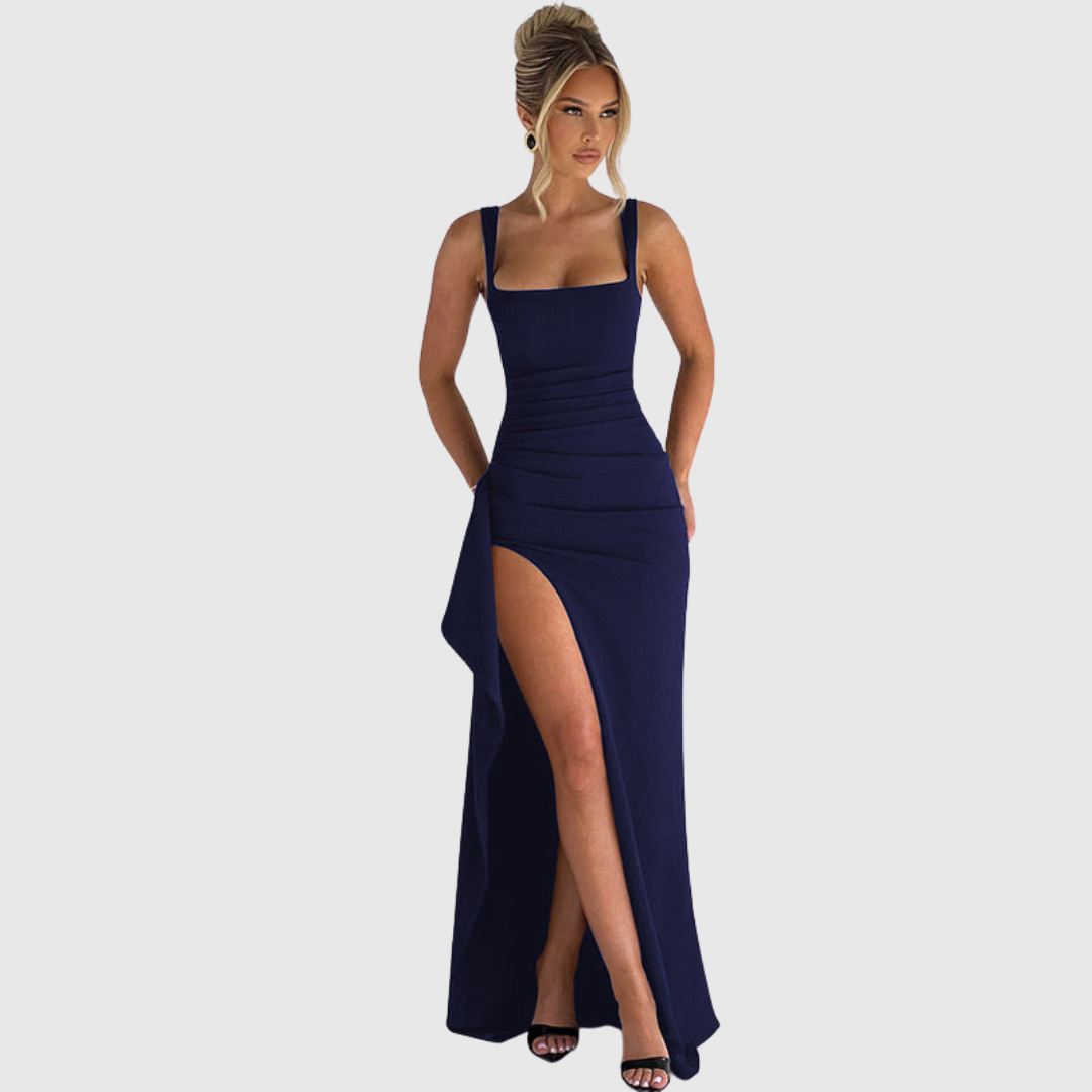 Cell | Elegant Formal Slip Maxi Dress with Open Back