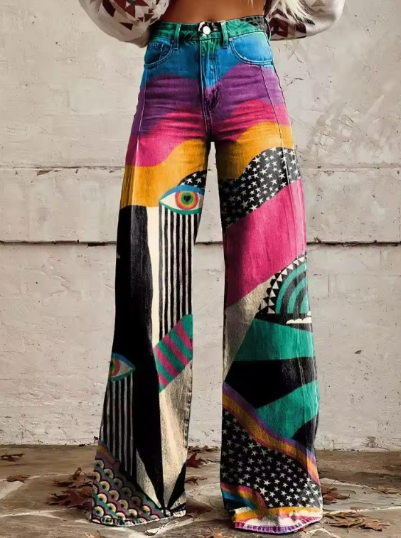 Cleo | Abstract Vision Wide-Leg Pants