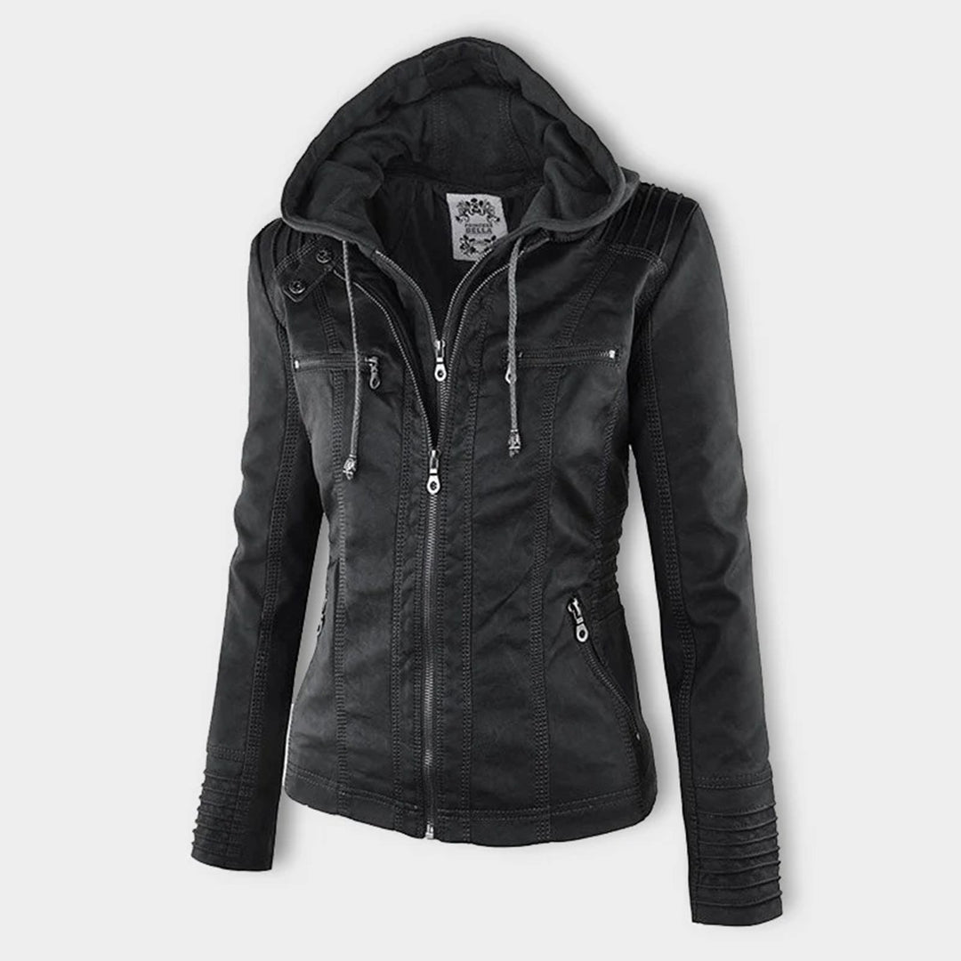 Jacky | Elegant Hooded Leather Jacket