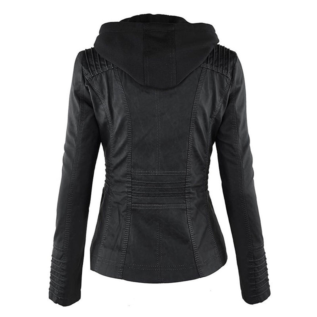 Jacky | Elegant Hooded Leather Jacket