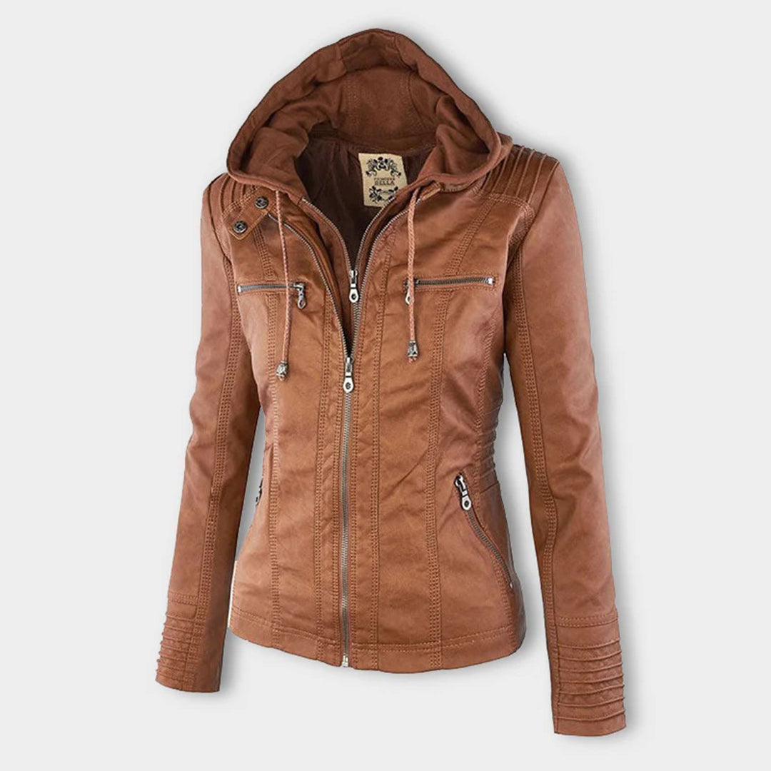 Jacky | Elegant Hooded Leather Jacket