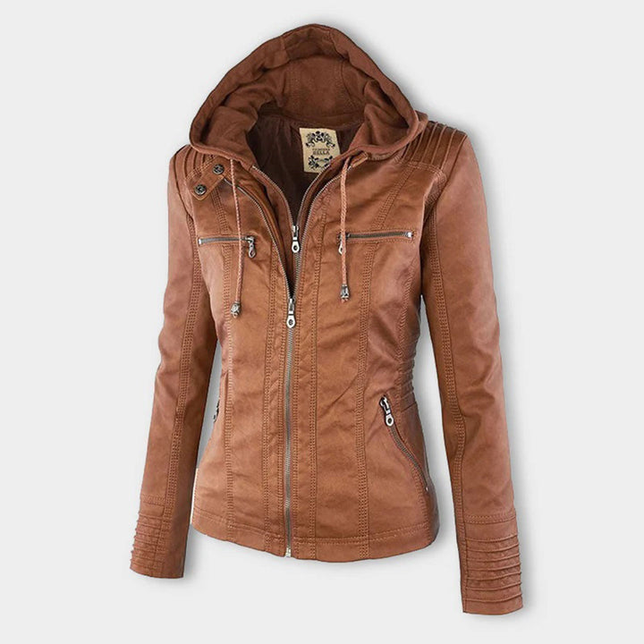 Jacky | Elegant Hooded Leather Jacket