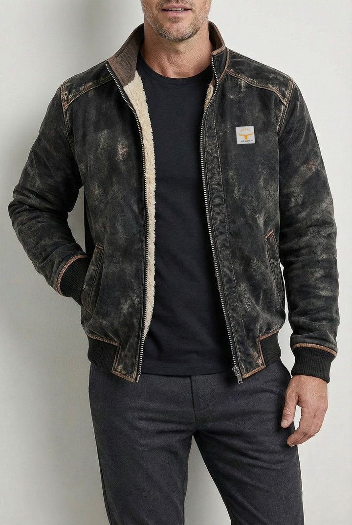 Fletcher™ | Worn suede effect jacket with structured collar