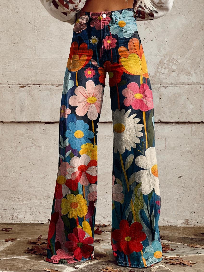 Fiorella | Bold Bloom Wide-Leg Pants